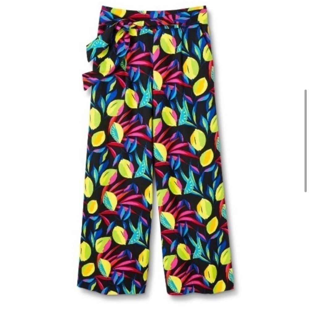 Tabitha Brown Linen ๐ Lemon Print Wide-Leg Pants XXS NWT - Picture 4 of 6